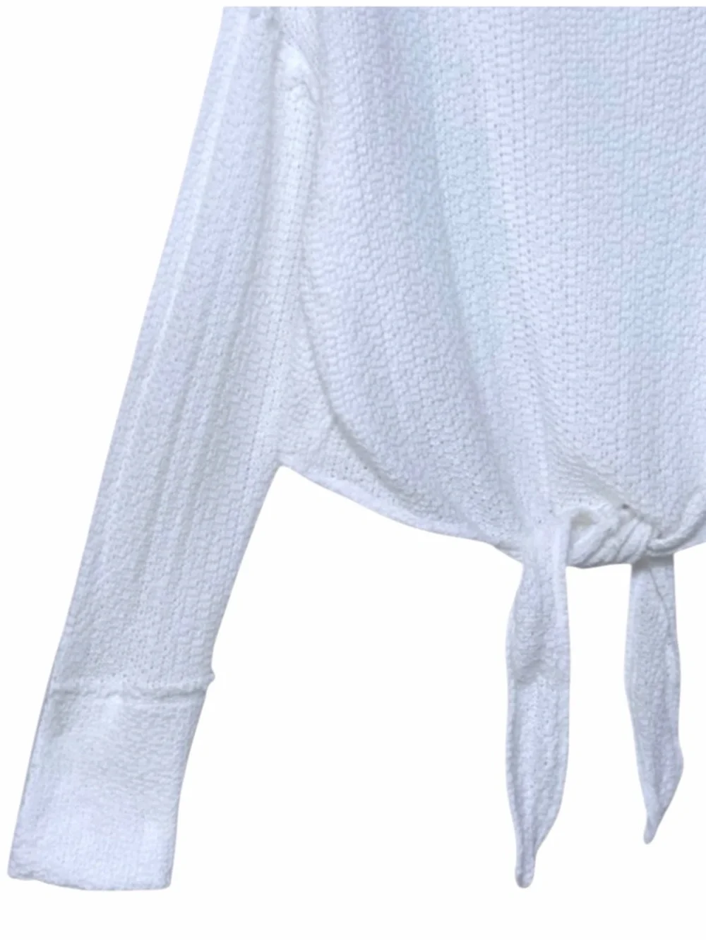 Free People Beach 100% Cotton Open Knit Top Long Sleeve Tie Front Sweater